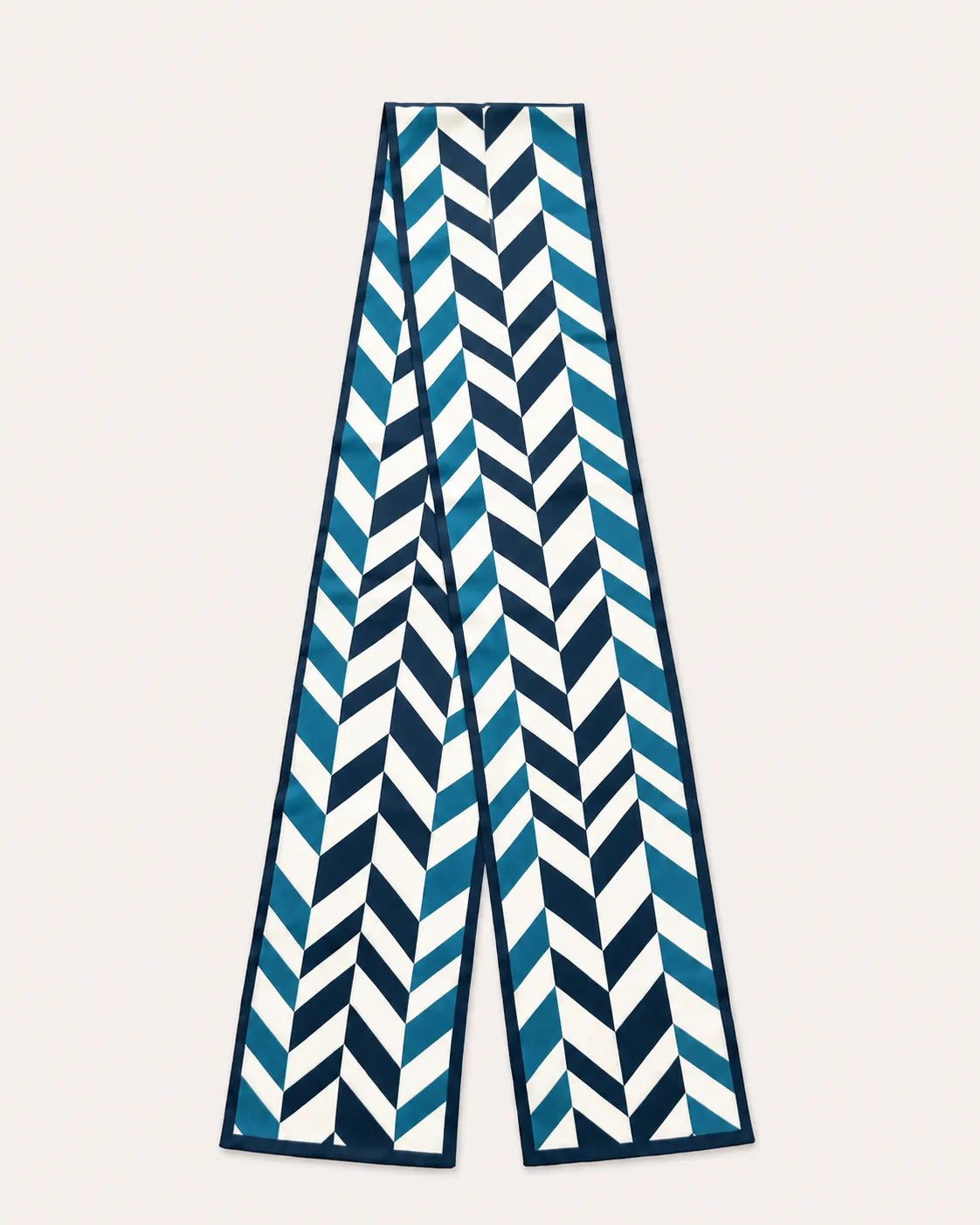 YANOVA Chevron Mulberry Silk Skinny Scarf – 59 × 5.9 in